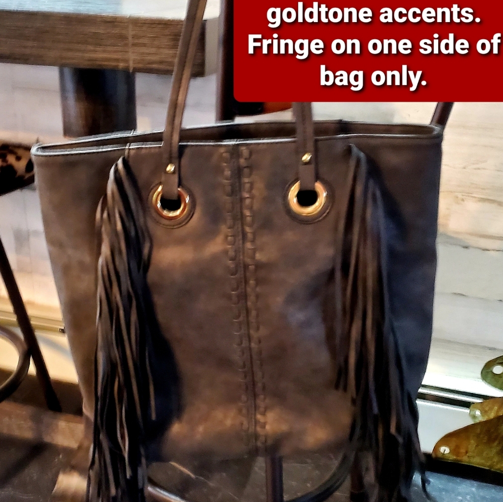 Black Faux Leather Fringed Mossimo handbag